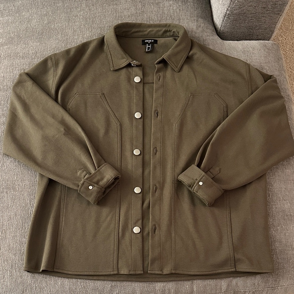 Forever 21 Men's Olive Green Shirt Jacket